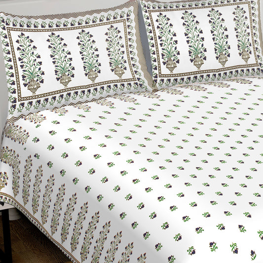 100% Cotton King Jaipuri Prints Flat Bedsheet (Pack of 1, Multicolor)