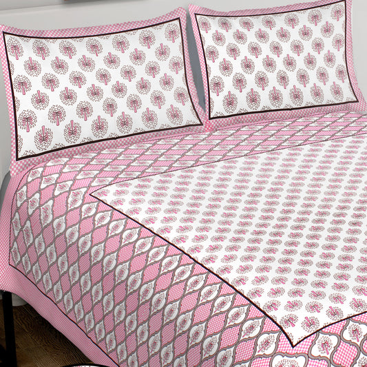 100% Cotton King Jaipuri Prints Flat Bedsheet (Pack of 1, Multicolor)