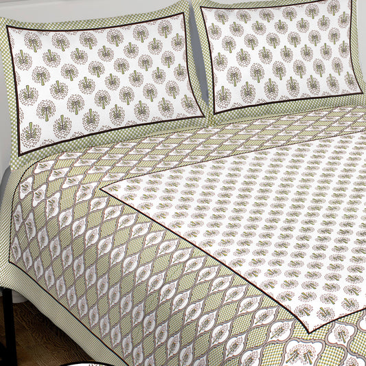 100% Cotton King Jaipuri Prints Flat Bedsheet (Pack of 1, Multicolor)