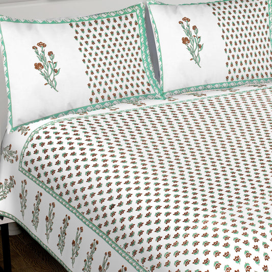 100% Cotton King Jaipuri Prints Flat Bedsheet (Pack of 1, Multicolor)