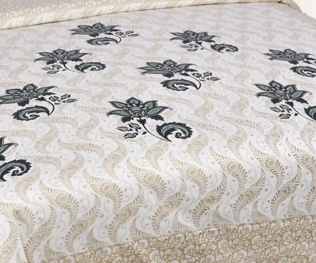 Rajasthani Print Cotton Double Bedsheet with 2 Pillow Covers (Pack of 1, Yellow)