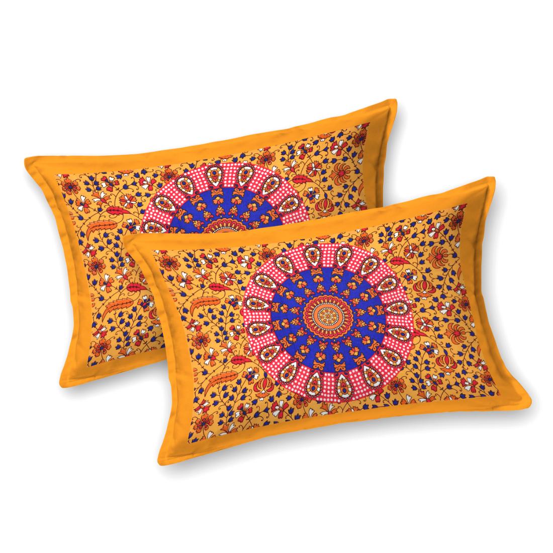 Cotton jaipuri double bedsheet with 2 pillow cover