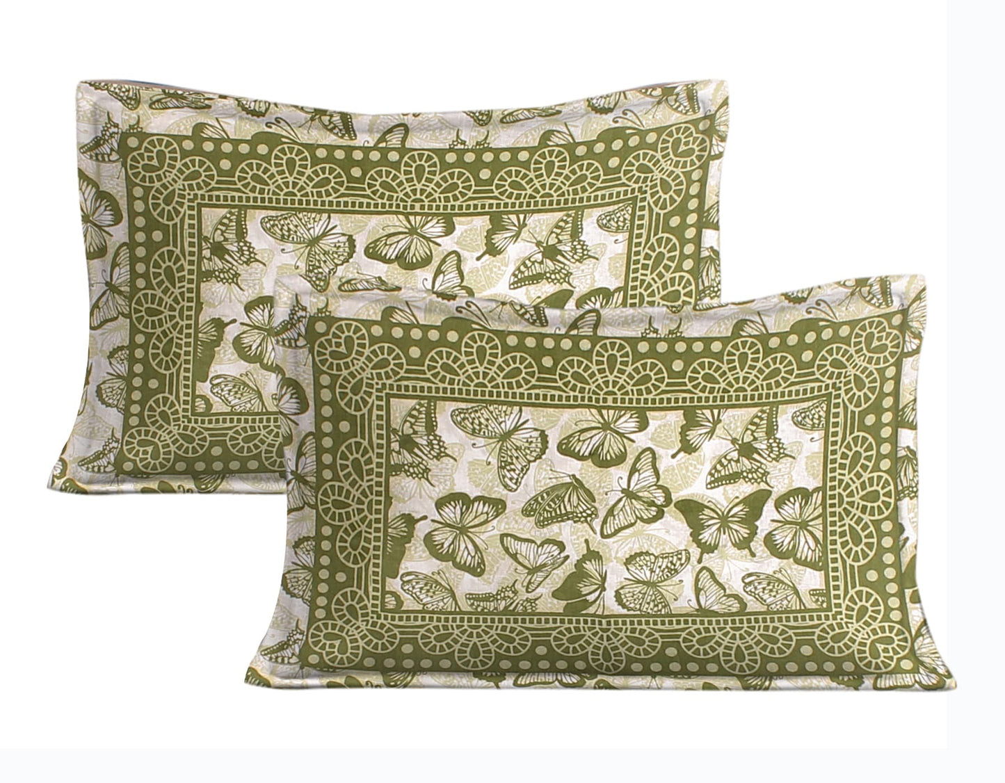 Jaipuri Prints Cotton Double Bedsheet (Green)