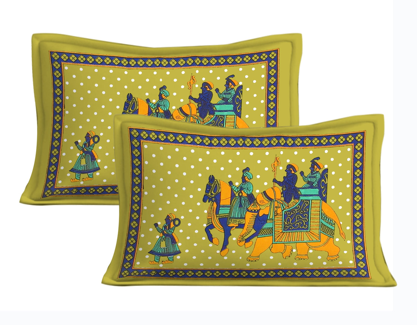 Jaipuri Prints Cotton Double Bedsheet (Green)