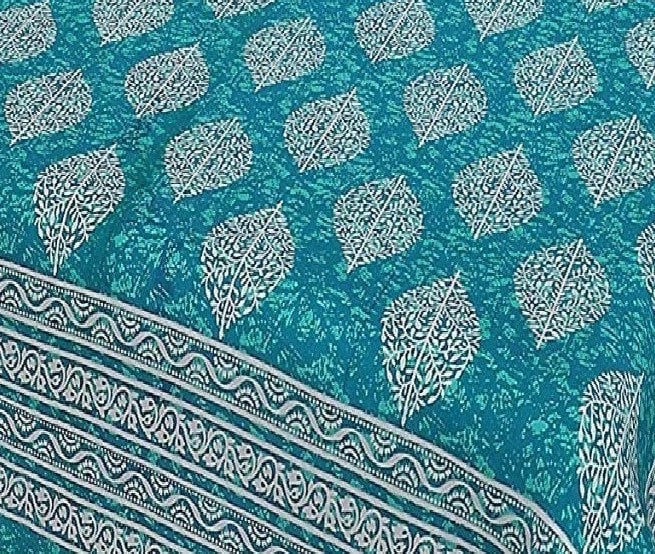Jaipuri Prints Cotton Double Bedsheet (Seagreen)