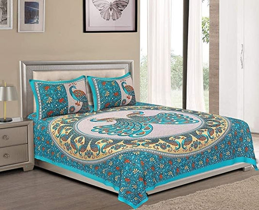 100% Cotton Printed Double Bedsheet (Green)