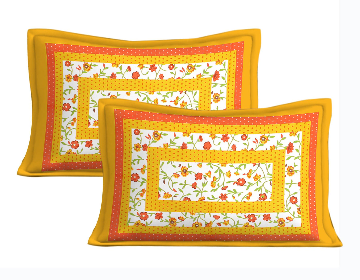 Cotton Floral Double Bedsheet (Yellow)