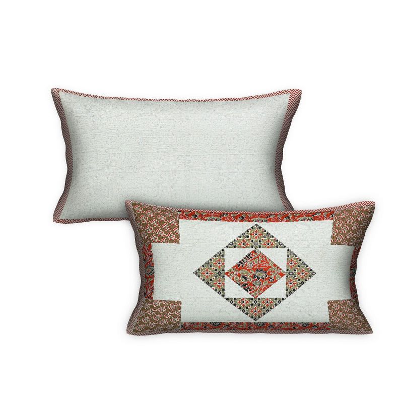 Barmeri Pastel Twill Cotton King Bedsheet With Colorful Patchwork Design