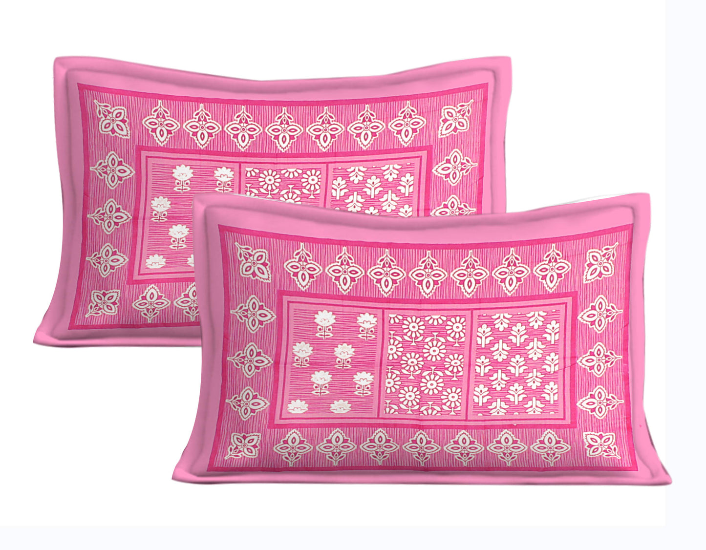 Cotton Double 3D Printed Flat Bedsheet (Pack of 1, Pink)