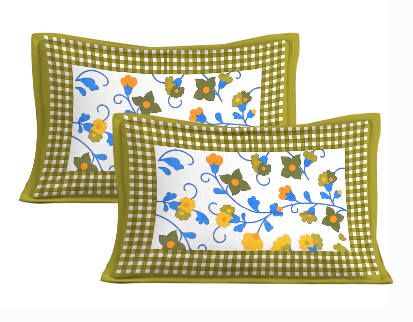 Cotton Double Jaipuri Prints Flat Bedsheet With 2 Pillow Cover