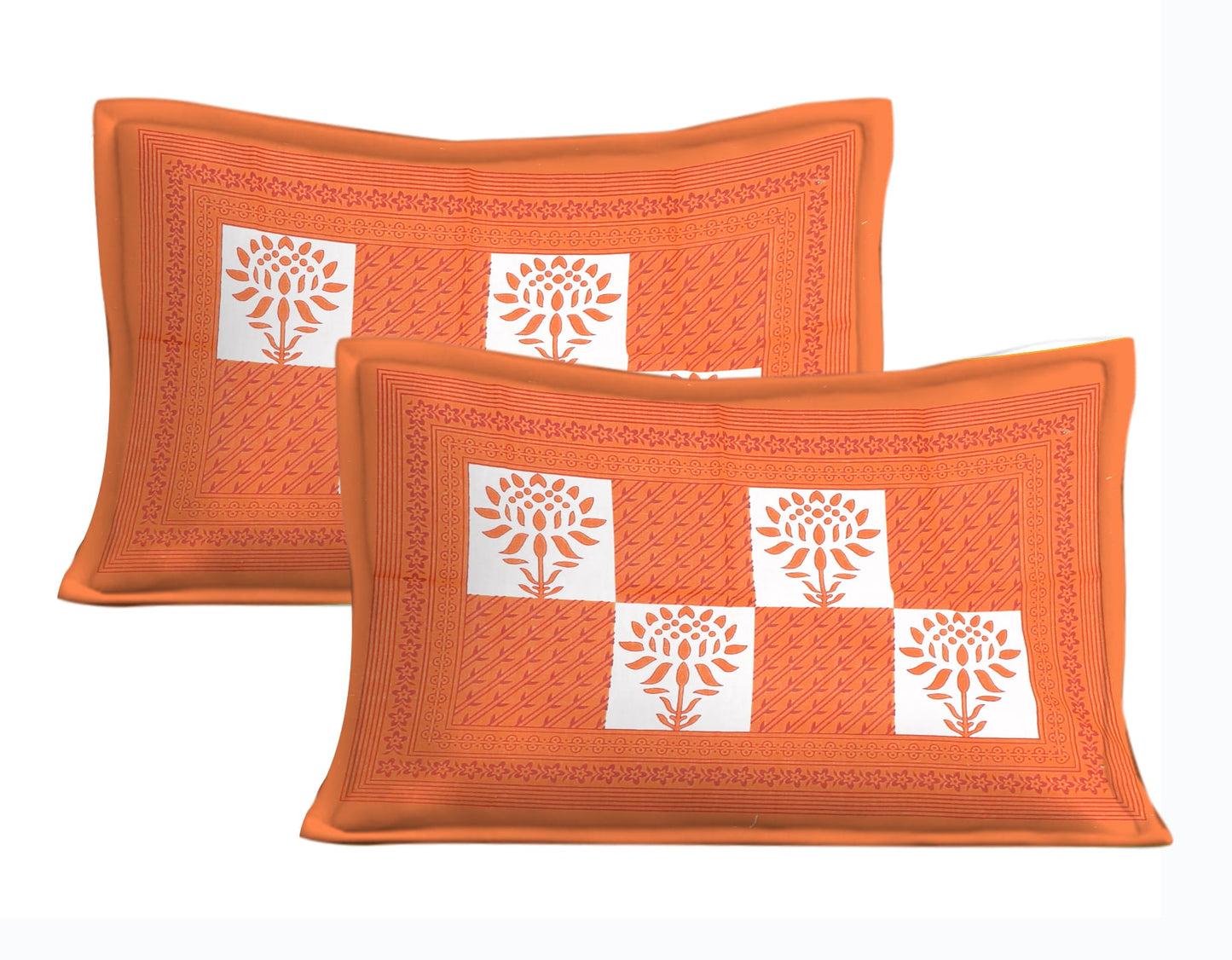 Cotton Double Jaipuri Prints Flat Bedsheet With 2 Pillow Cover