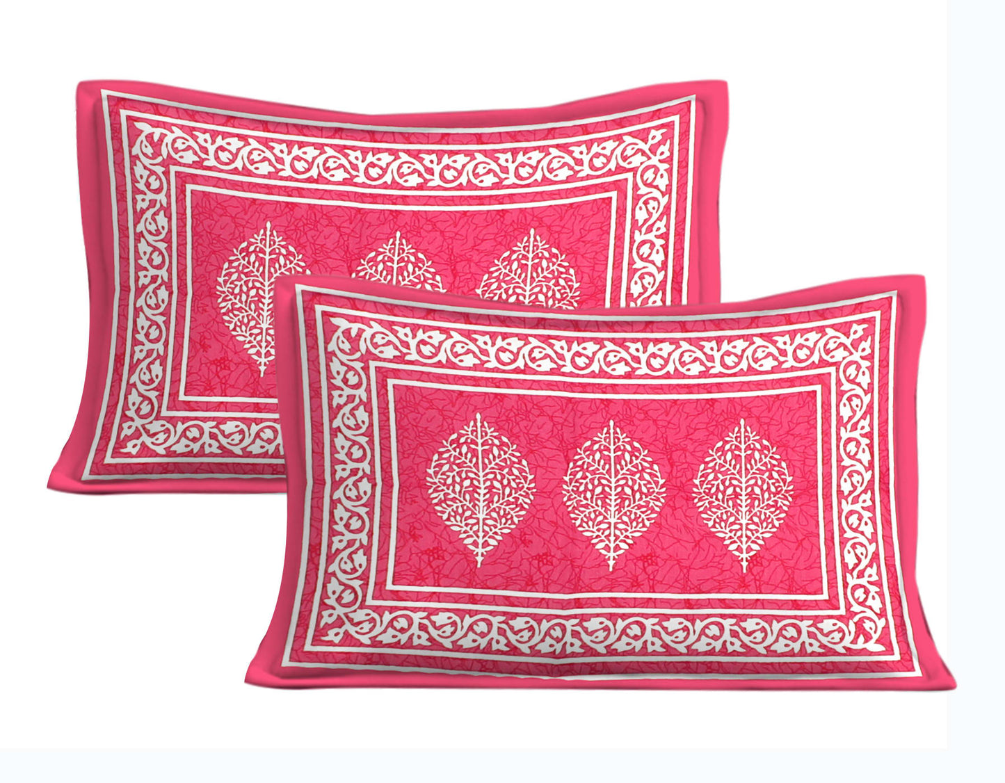 Cotton Double Jaipuri Prints Flat Bedsheet With 2 Pillow Cover
