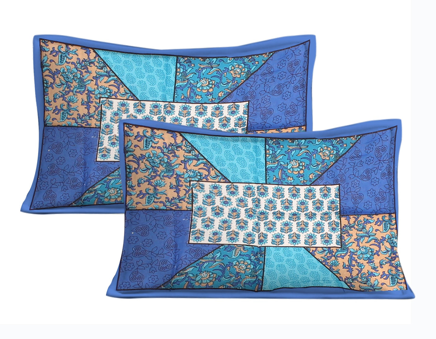 Cotton Double Jaipuri Prints Flat Bedsheet With 2 Pillow Cover