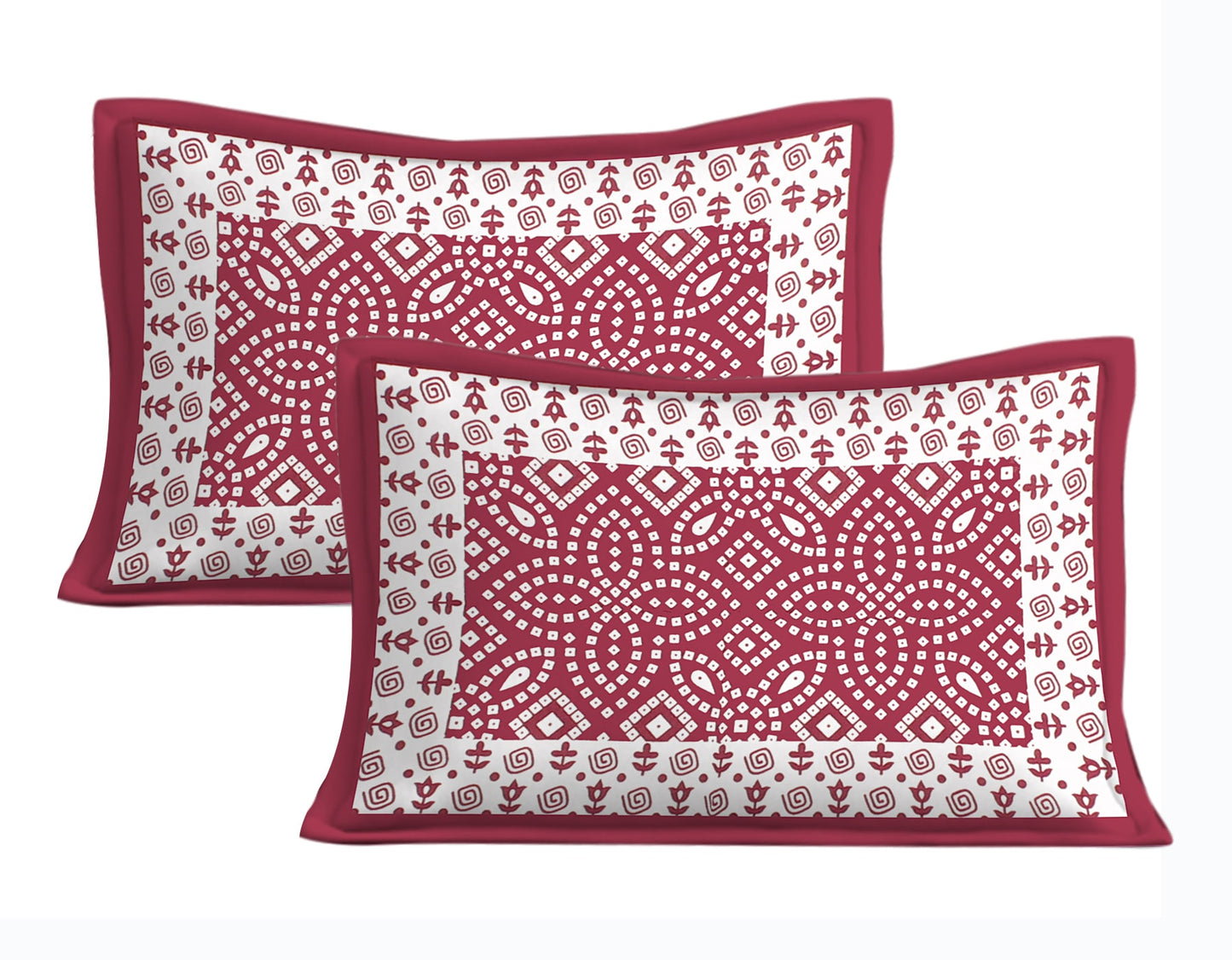 Cotton Double Jaipuri Prints Flat Bedsheet With 2 Pillow Cover