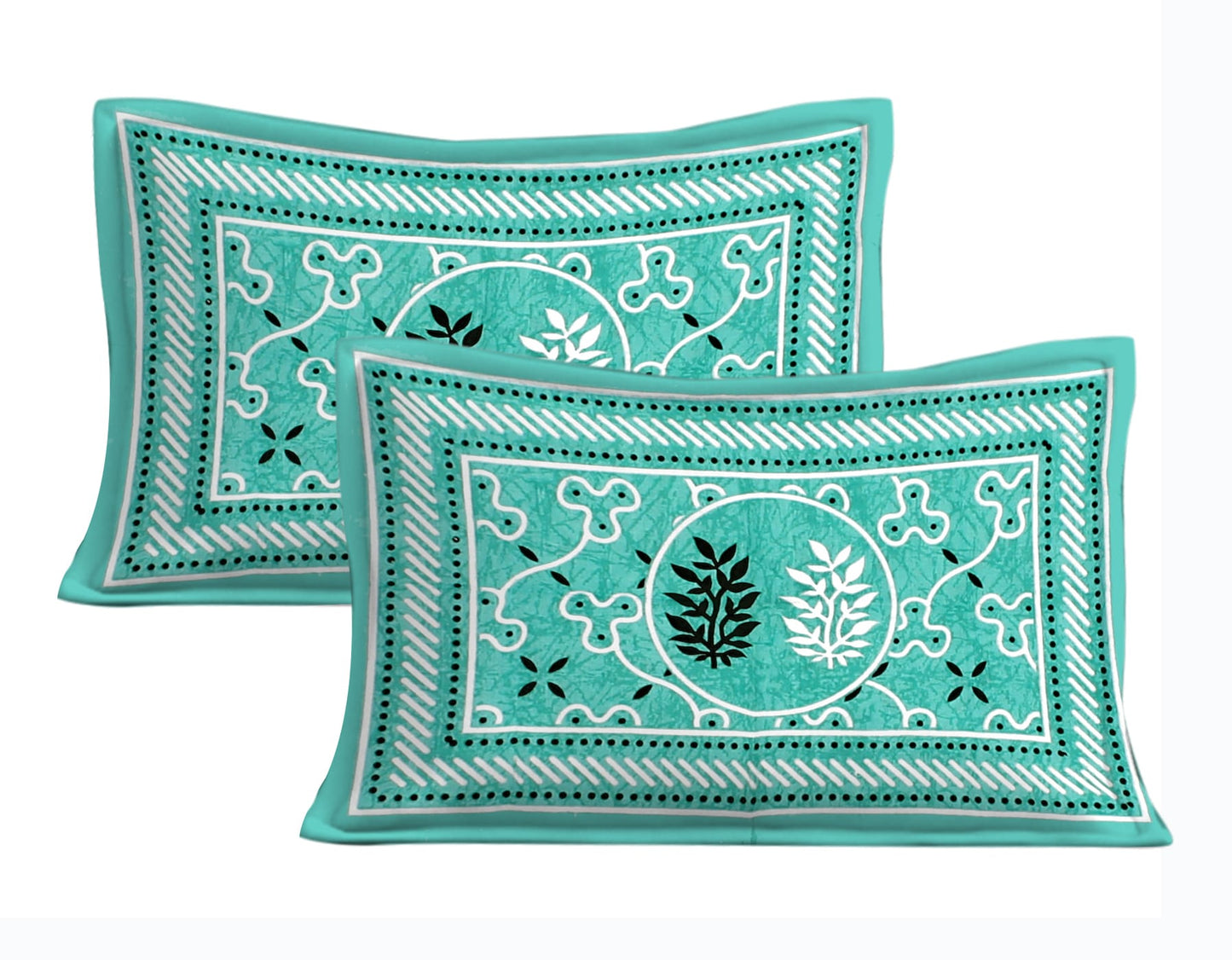 Cotton Double Jaipuri Prints Flat Bedsheet With 2 Pillow Cover