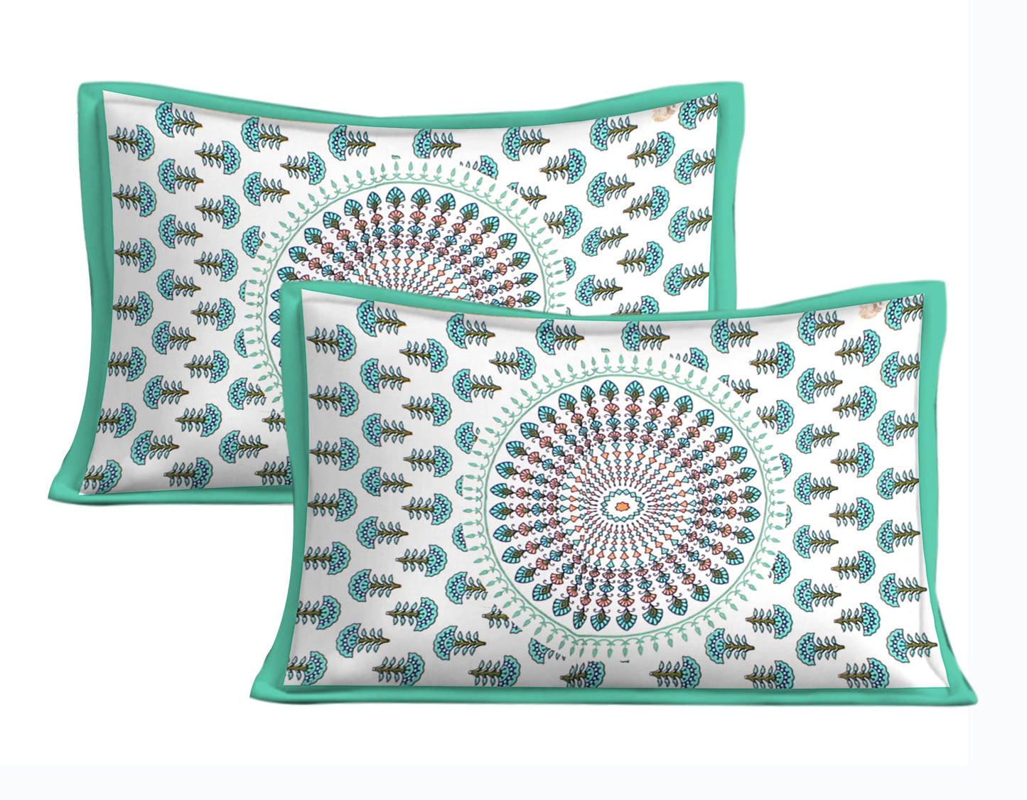 Cotton Double Jaipuri Prints Flat Bedsheet With 2 Pillow Cover