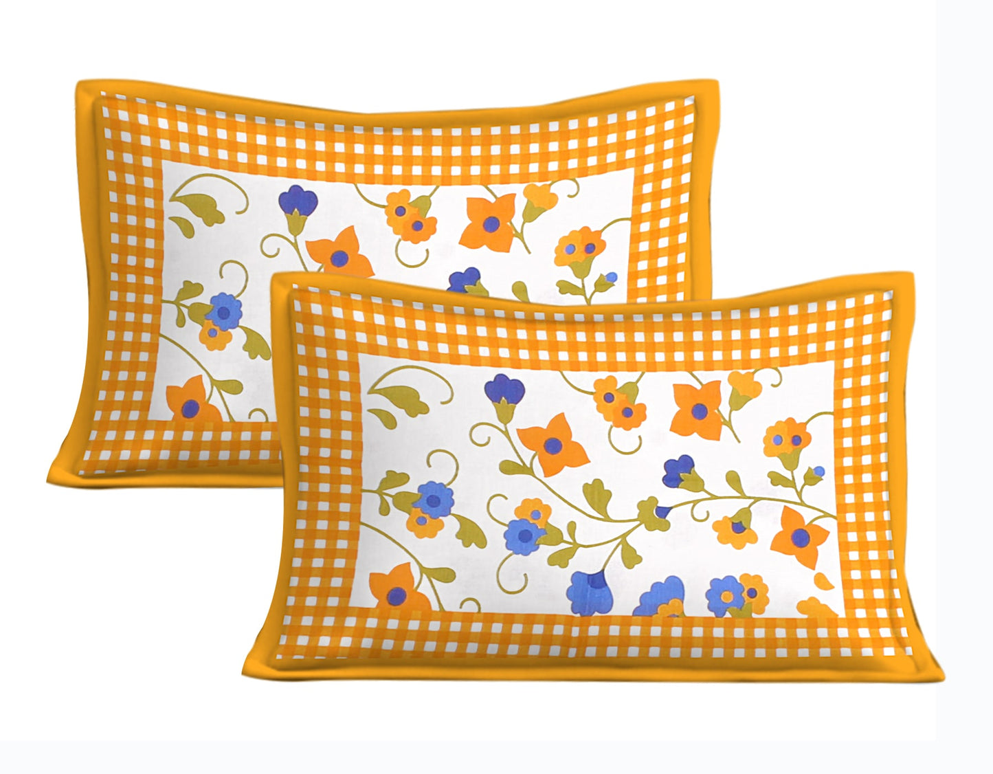 Cotton Double Jaipuri Prints Flat Bedsheet With 2 Pillow Cover