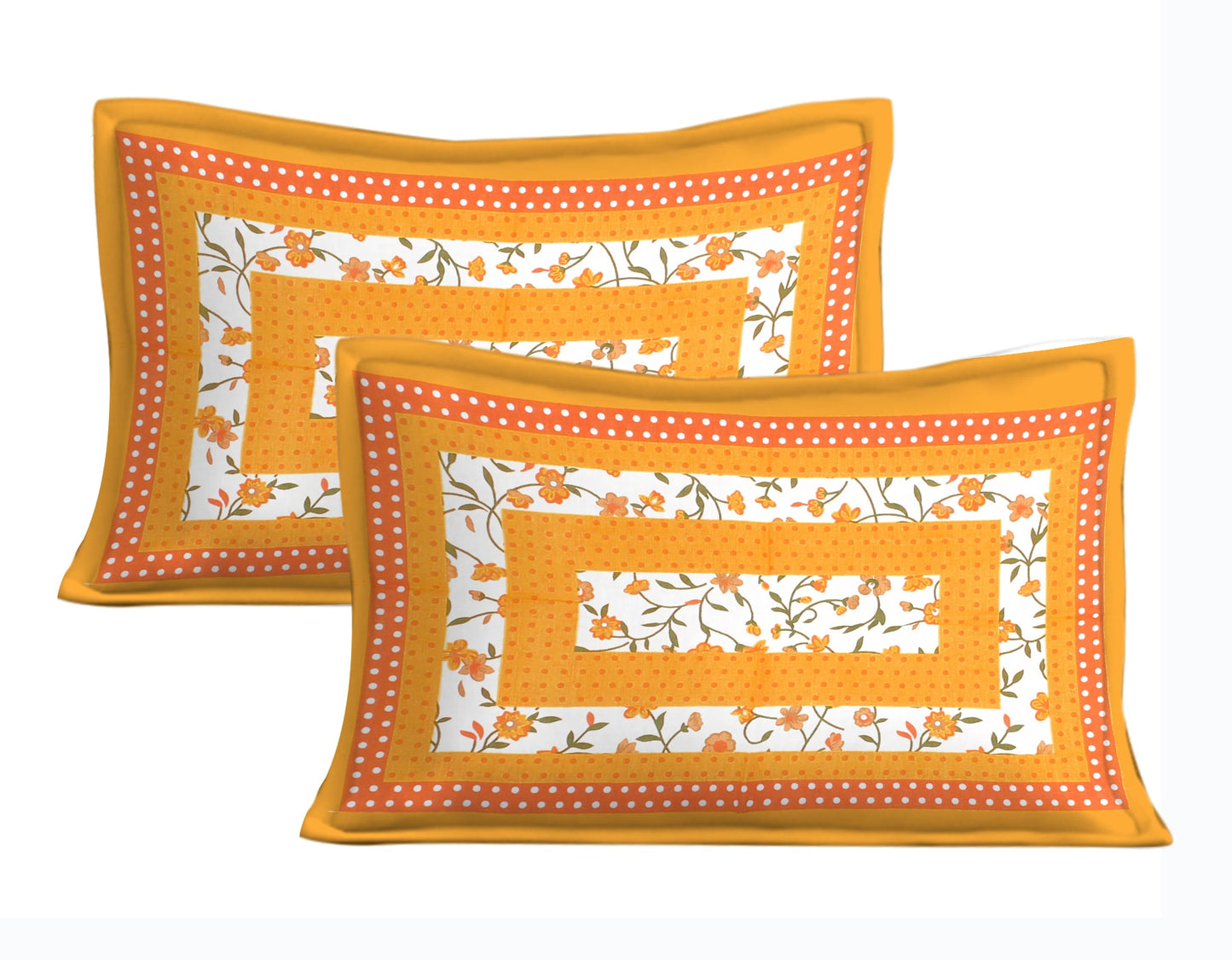 Cotton Double Jaipuri Prints Flat Bedsheet With 2 Pillow Cover
