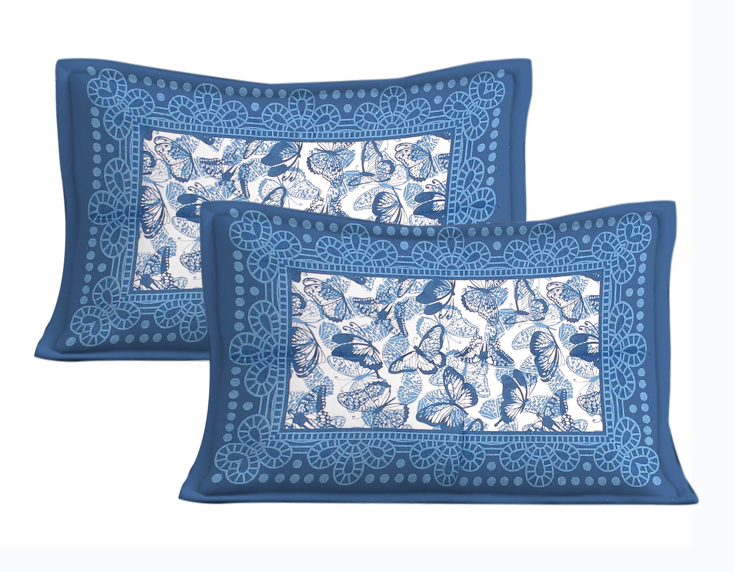Cotton Double Jaipuri Prints Flat Bedsheet With 2 Pillow Cover