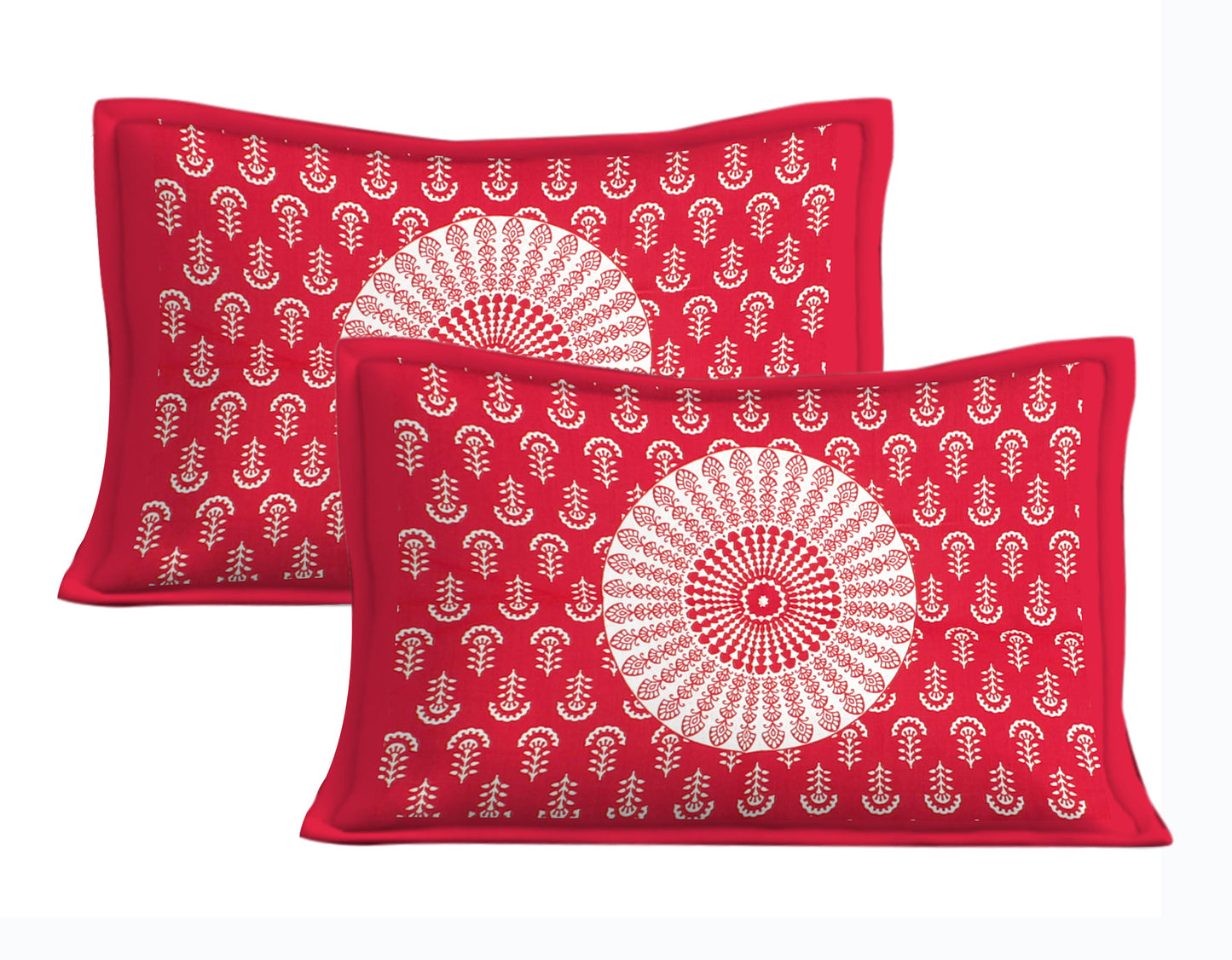 Cotton Double Jaipuri Prints Flat Bedsheet With 2 Pillow Cover