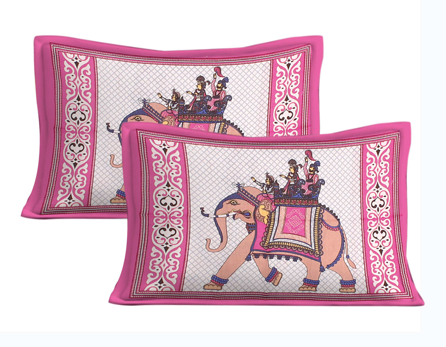 Cotton Double Jaipuri Prints Flat Bedsheet With 2 Pillow Cover