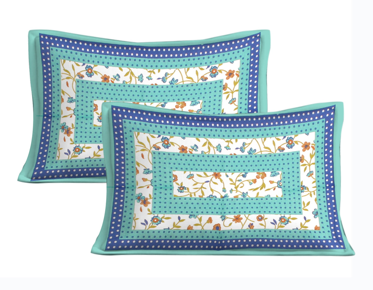 Cotton Double Jaipuri Prints Flat Bedsheet With 2 Pillow Cover
