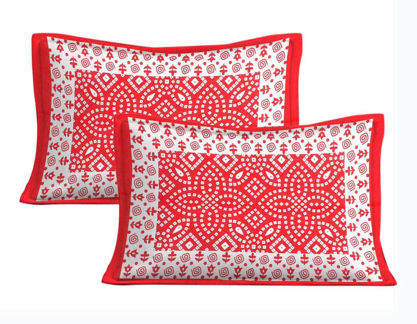 Cotton Double Jaipuri Prints Flat Bedsheet With 2 Pillow Cover