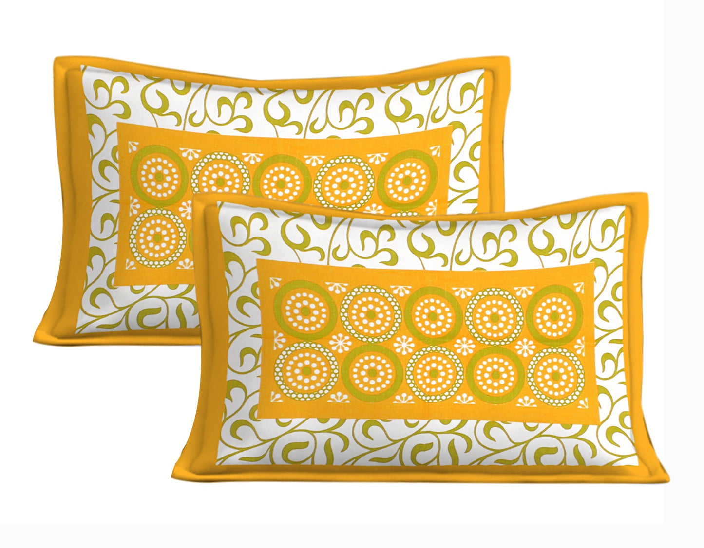 Cotton Double Jaipuri Prints Flat Bedsheet With 2 Pillow Cover