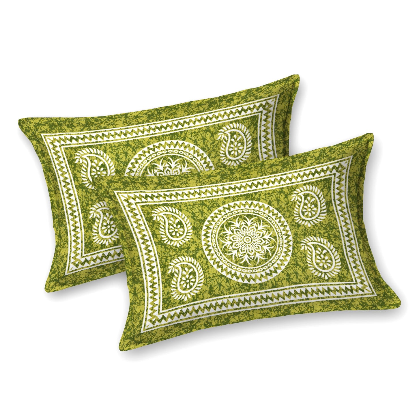 Cotton Double Jaipuri Prints Flat Bedsheet With 2 Pillow Cover