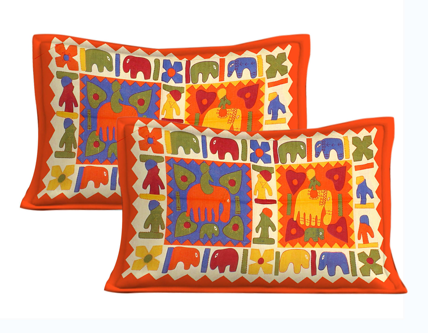 Cotton Double Jaipuri Prints Flat Bedsheet With 2 Pillow Cover