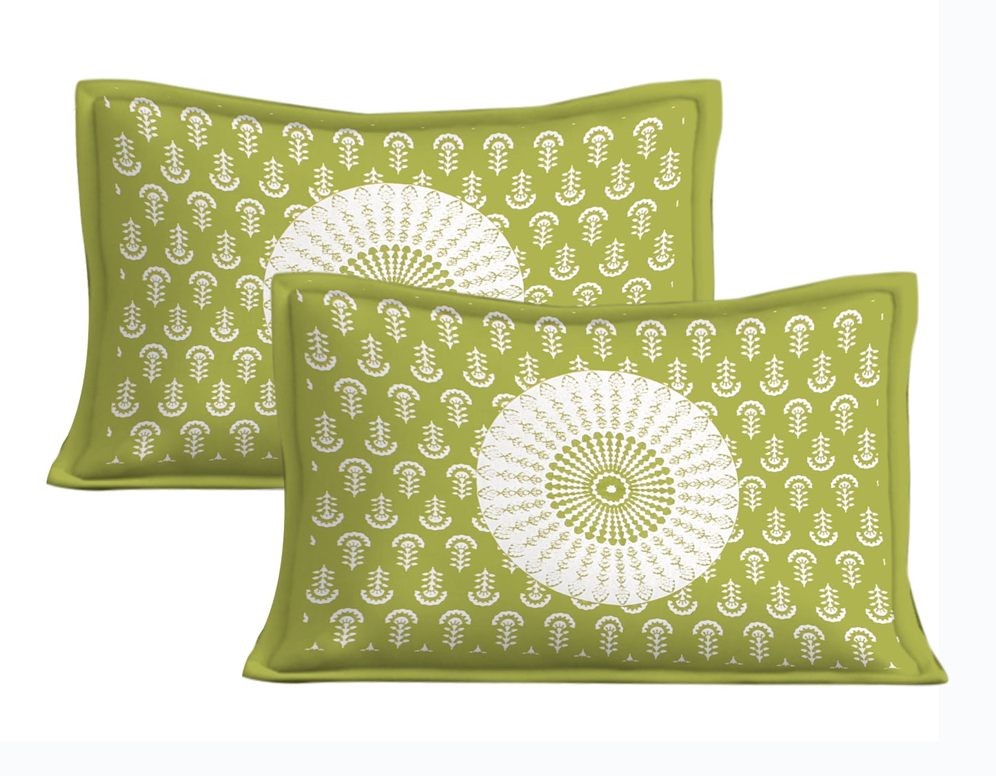 Cotton Double Jaipuri Prints Flat Bedsheet With 2 Pillow Cover