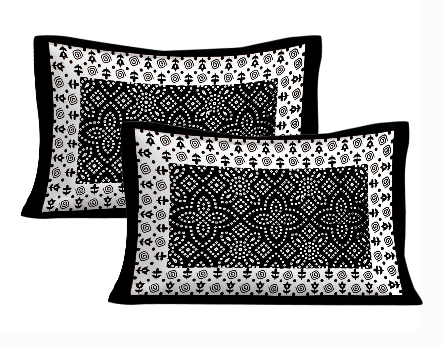 Cotton Double Jaipuri Prints Flat Bedsheet With 2 Pillow Cover