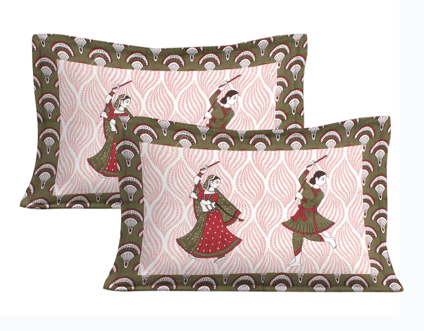 Cotton Double Jaipuri Prints Flat Bedsheet With 2 Pillow Cover