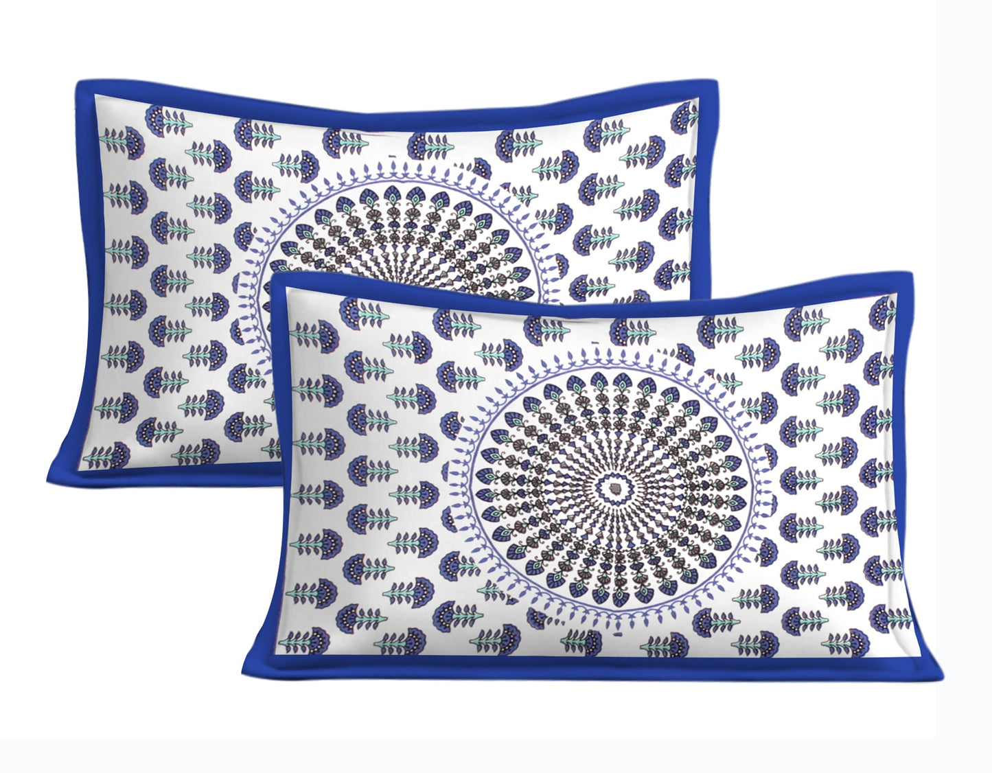 Cotton Double Jaipuri Prints Flat Bedsheet With 2 Pillow Cover