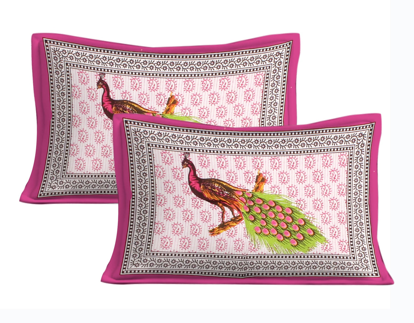 Cotton Double Jaipuri Prints Flat Bedsheet With 2 Pillow Cover
