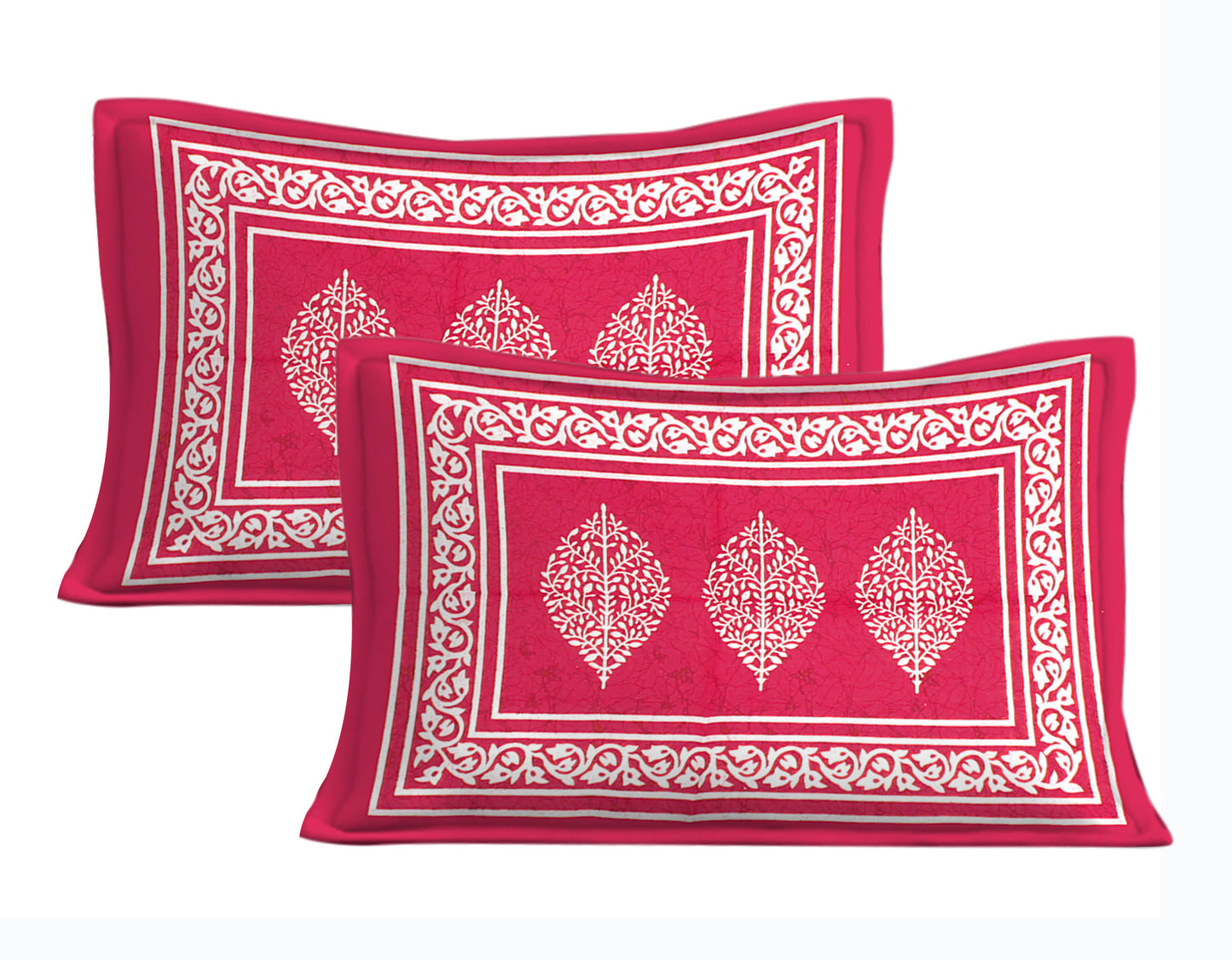 Cotton Double Jaipuri Prints Flat Bedsheet With 2 Pillow Cover