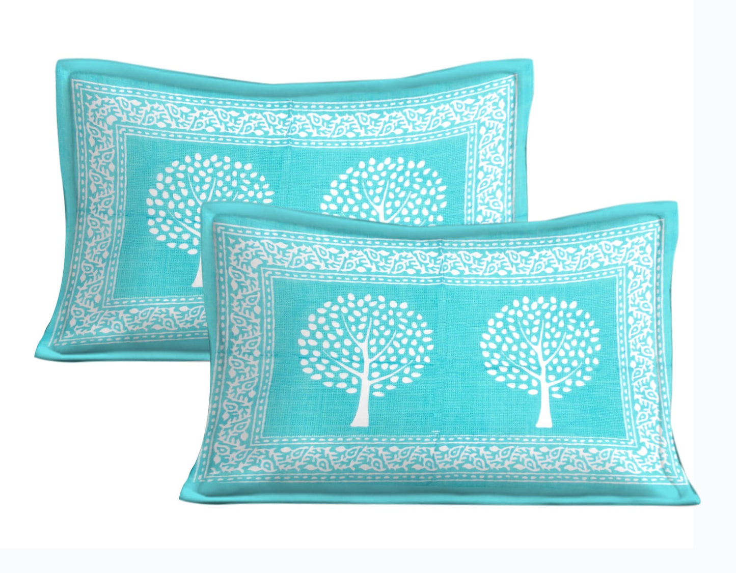Cotton Double Jaipuri Prints Flat Bedsheet With 2 Pillow Cover