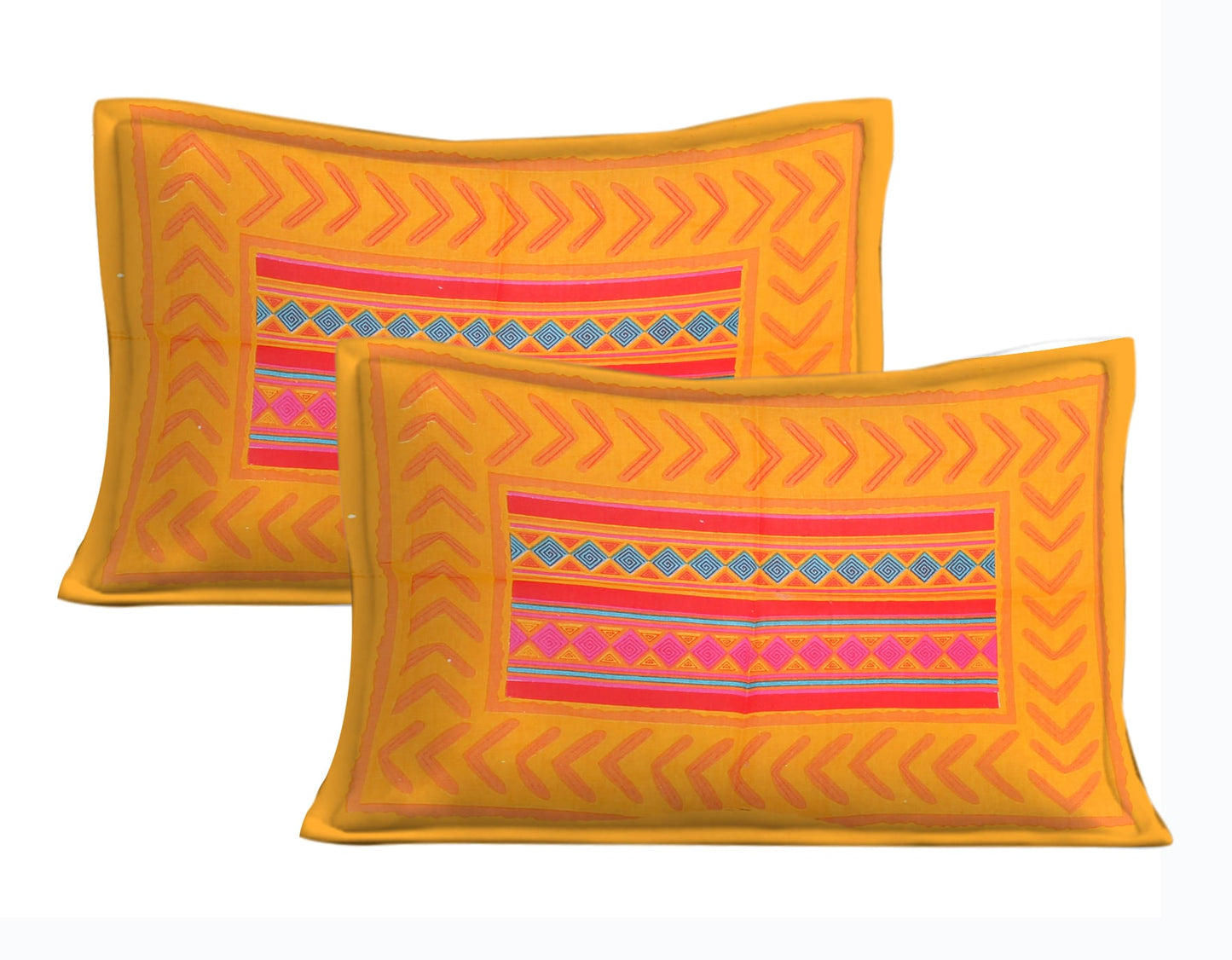 Cotton Double Jaipuri Prints Flat Bedsheet With 2 Pillow Cover