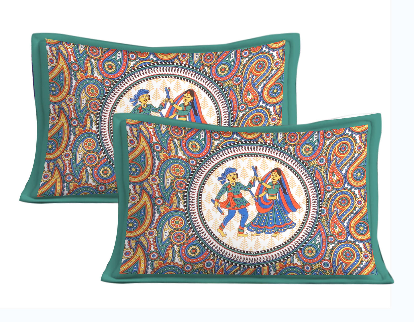 Cotton Double Jaipuri Prints Flat Bedsheet With 2 Pillow Cover