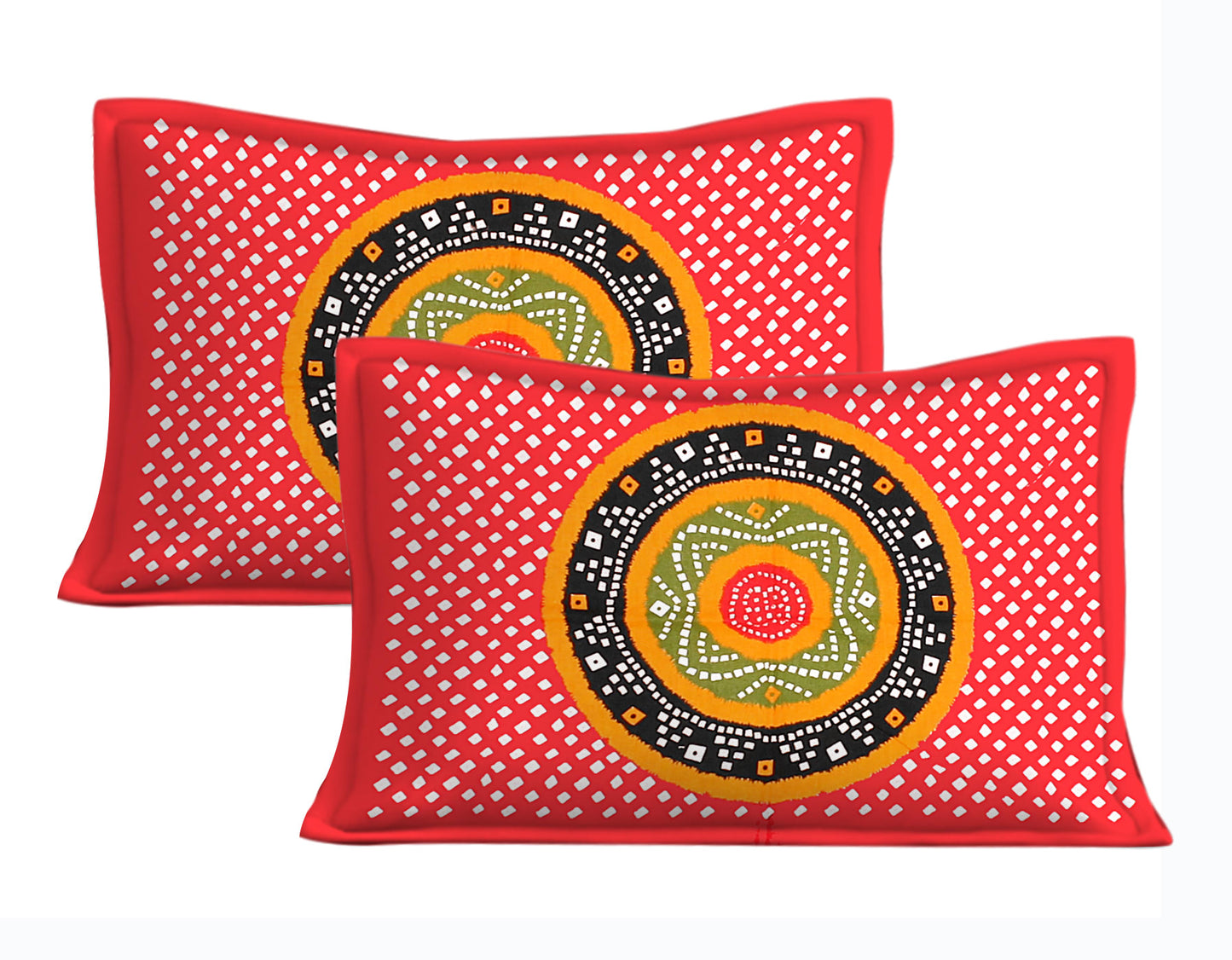 Cotton Double Jaipuri Prints Flat Bedsheet With 2 Pillow Cover