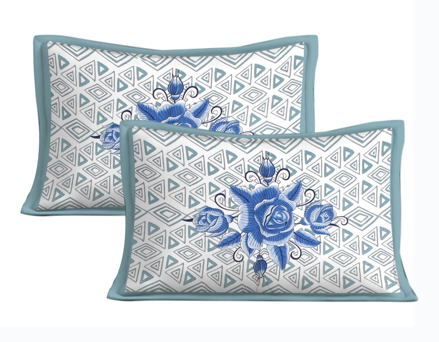 Cotton Double Jaipuri Prints Flat Bedsheet With 2 Pillow Cover