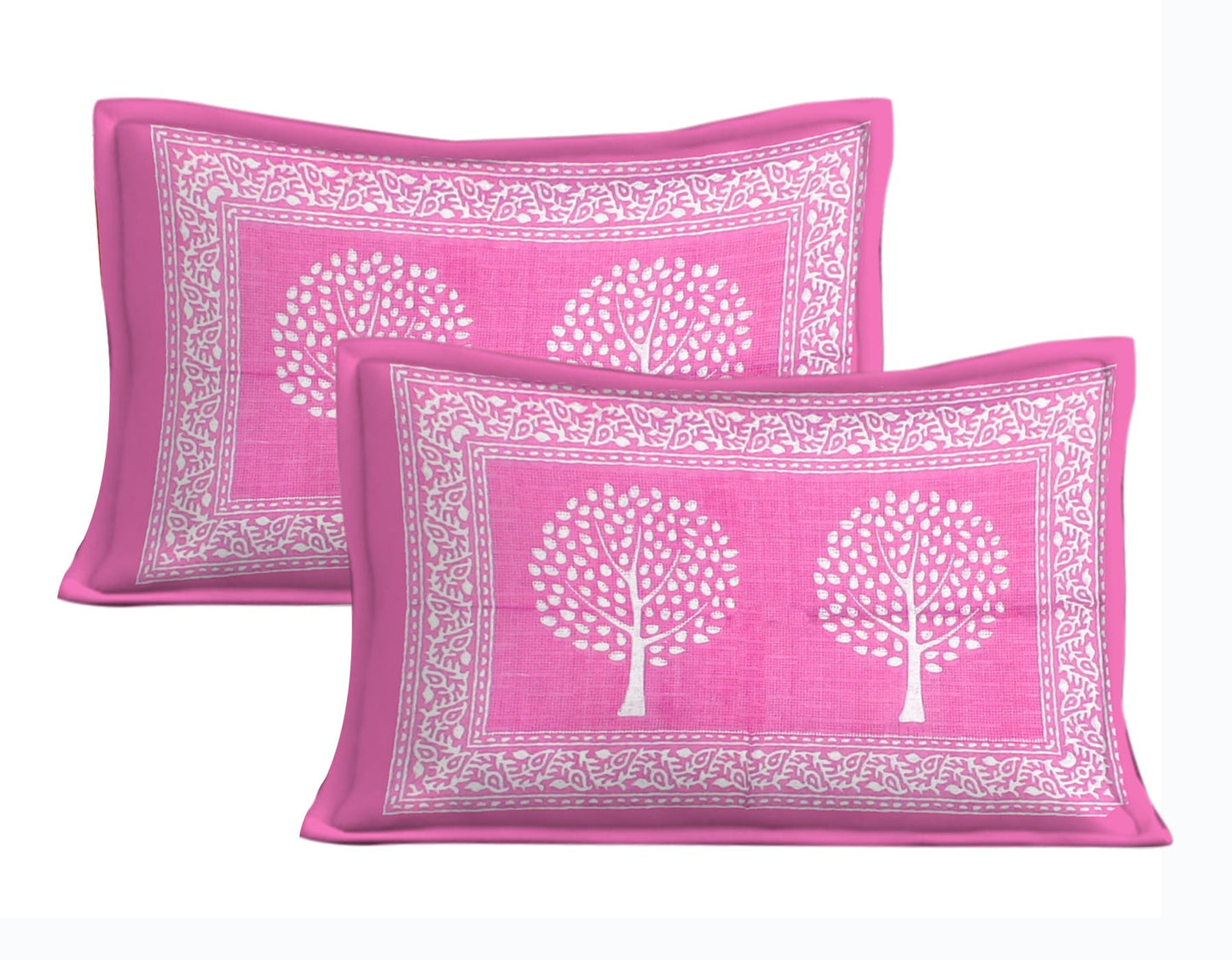 Cotton Double Jaipuri Prints Flat Bedsheet With 2 Pillow Cover