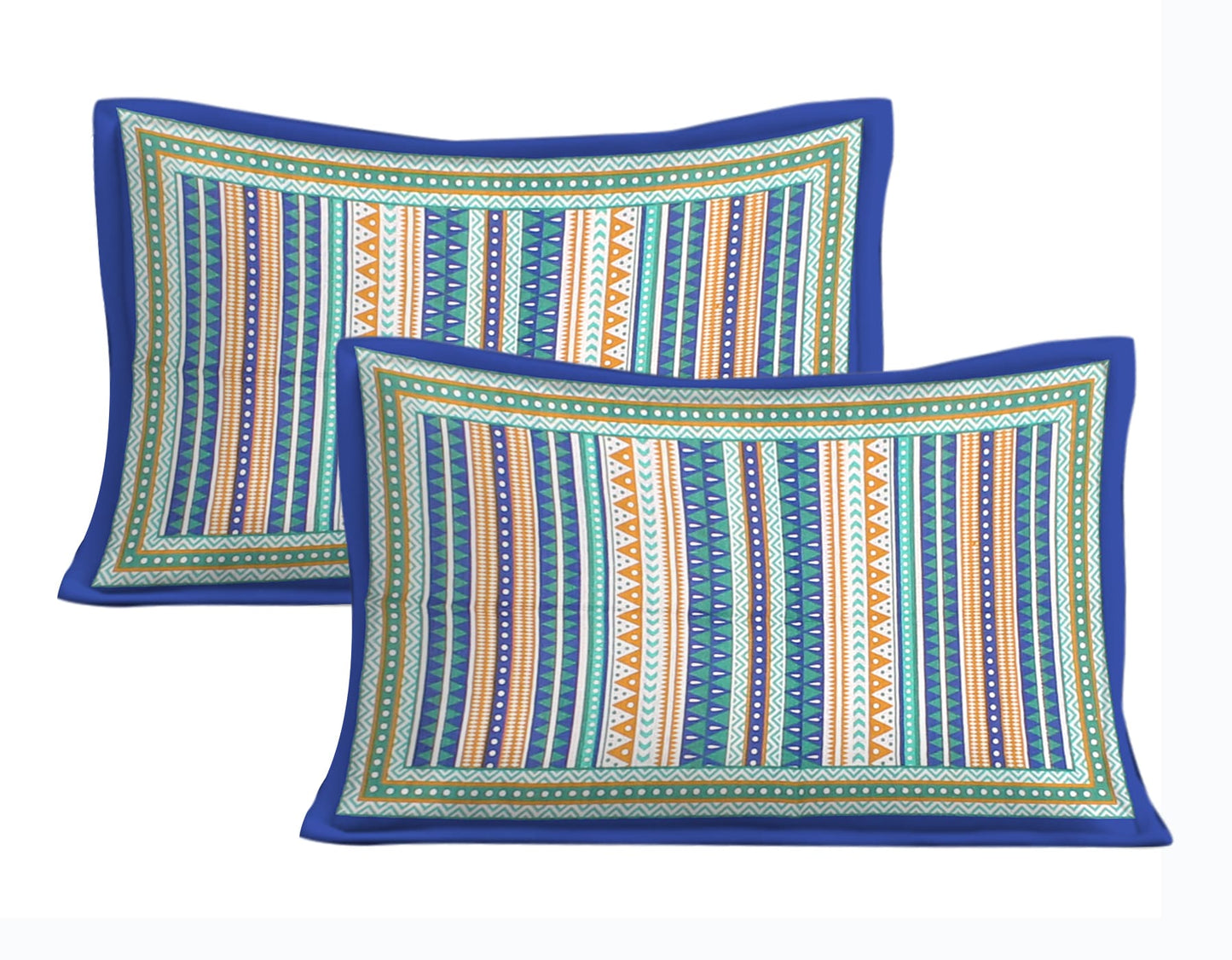 Cotton Double Jaipuri Prints Flat Bedsheet With 2 Pillow Cover