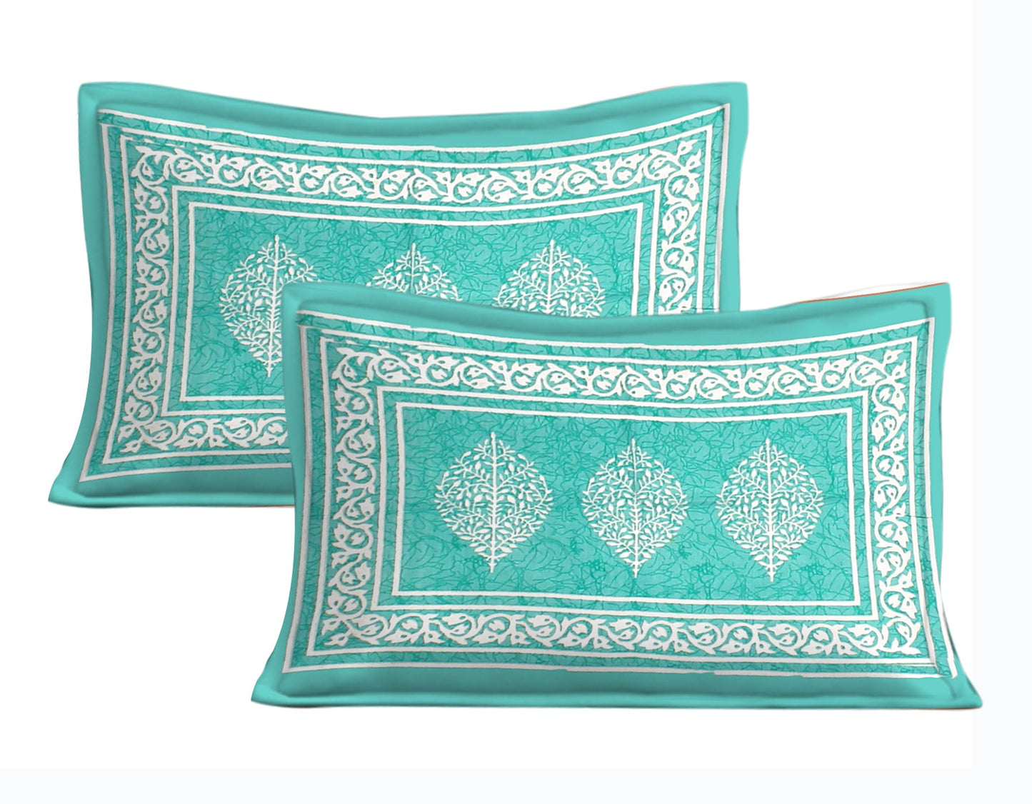 Cotton Double Jaipuri Prints Flat Bedsheet With 2 Pillow Cover