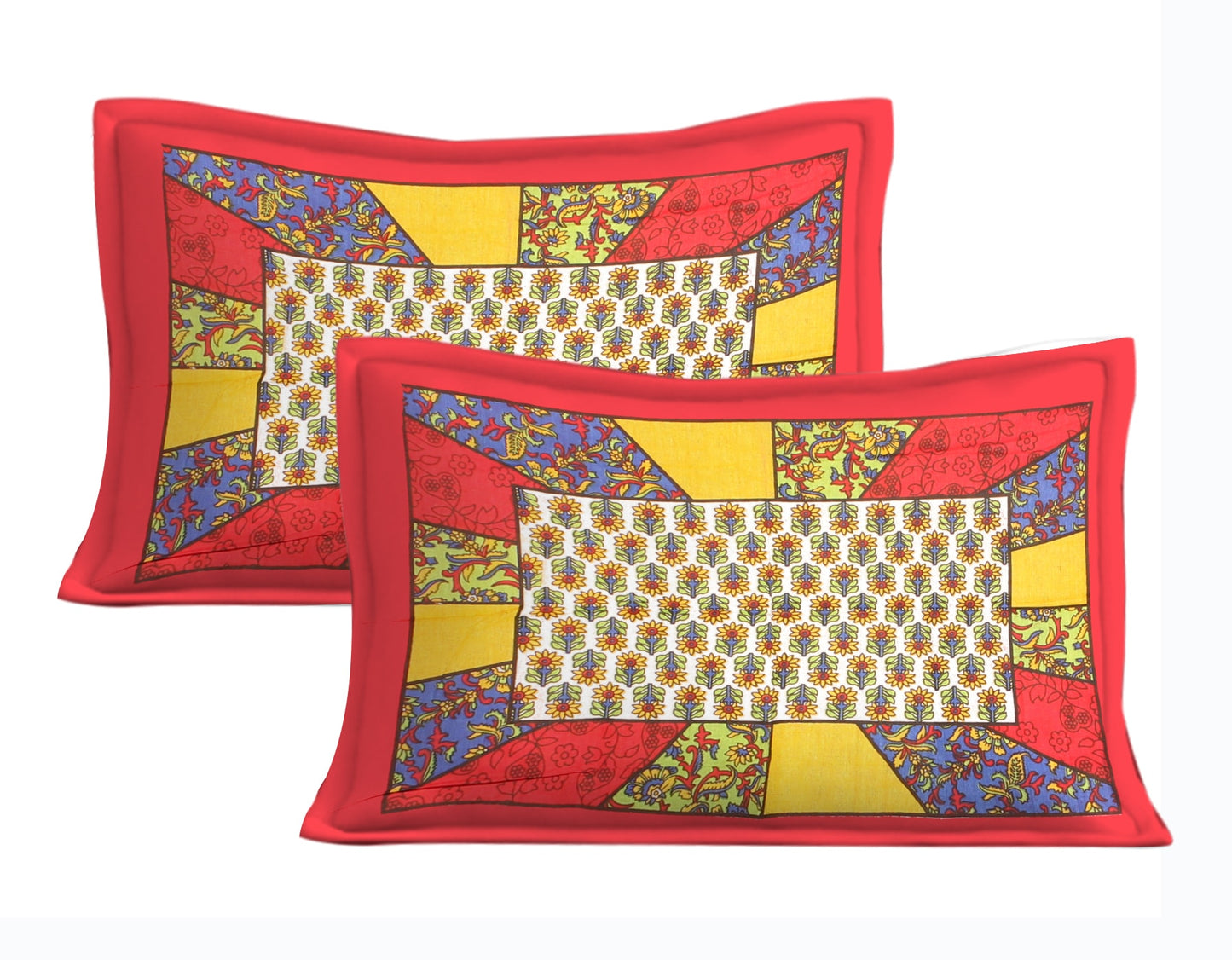 Cotton Double Jaipuri Prints Flat Bedsheet With 2 Pillow Cover
