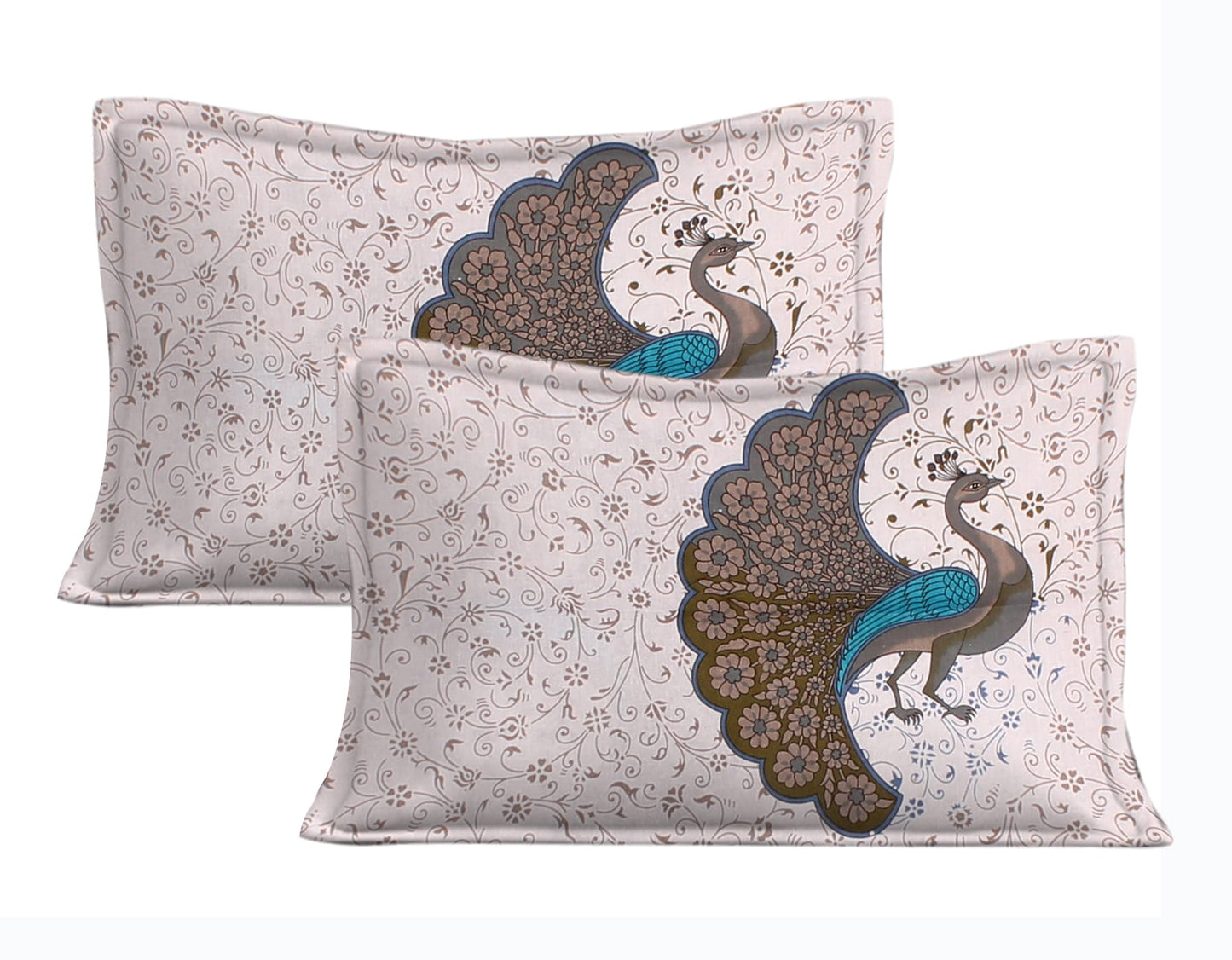 Cotton Double Jaipuri Prints Flat Bedsheet With 2 Pillow Cover