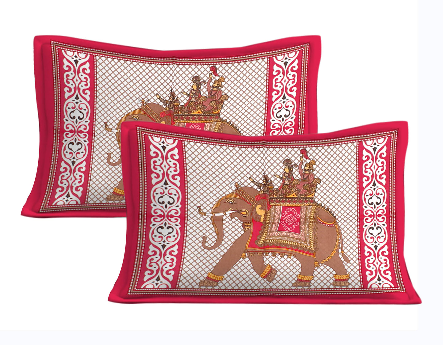 Cotton Double Jaipuri Prints Flat Bedsheet With 2 Pillow Cover