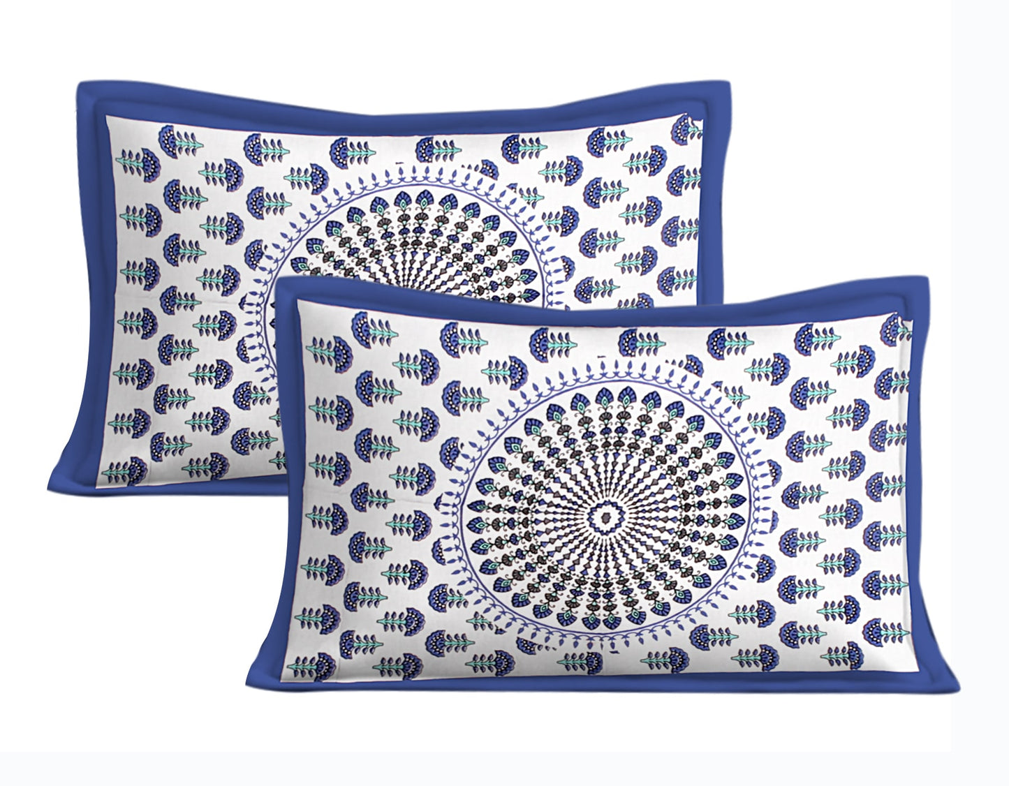 Cotton Double Floral Bedsheet (Blue)
