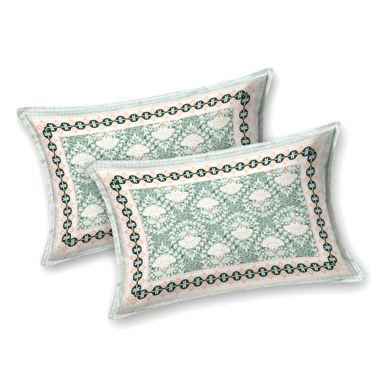 Cotton Jaipuri Diwan Size Bedsheet With 2 Zipper Pillow Cover (Size 70*100)