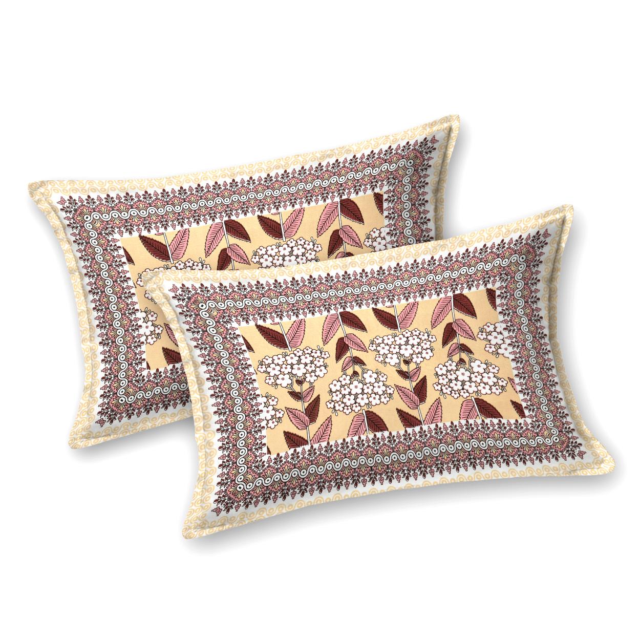 Cotton Jaipuri Diwan Size Bedsheet With 2 Zipper Pillow Cover (Size 70*100)